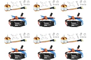 QWinOut A2212 1400KV Brushless Outrunner Motor 10T + 30A Speed Controller ESC + 3.5mm Banana Connectors for DIY RC Drone Aircraft KK 4 Axle Copter UFO (6 Set)