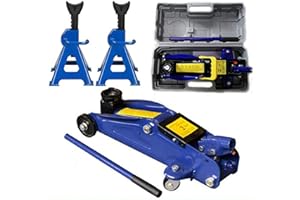 Feidak 2 Ton Trolley Jack Stand Low Profile Hydraulic Jack Car Jack with Carry Case + Heavy Duty 3T Axle Stand Jack Stand Car Support, Made Solid Steel