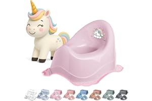 DOCARI Baby Töpfchen für Kinder ab 1 Jahr bis 3 Jahre Einhorn pink - Ergonomische Kindertoilette: kinderfreundlich, leicht & tragbar - Kinder Töpfchen Toilettentrainer - Abhaltetöpfchen Baby