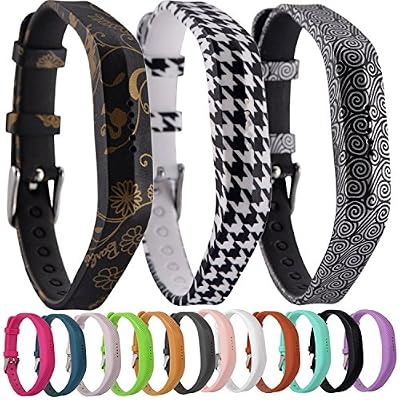 Greatfine Remplacement de Silicone Strap Bandes Wristband Bracelet pour Fitbit Flex 2 Fitness Band avec Boucle en Métal Tracker Activité Accessoires (No Tracker) (Bat/Gold Flower/Yun 3pcs)