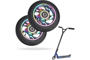 YANGUN Stunt Scooter Ruedas, 2 ruedas de repuesto 88A con rodamientos ABEC-9, núcleo de radios de aluminio, ruedas de repuesto para scooters de acrobacias de 100 mm, compatibles con la mayoría de