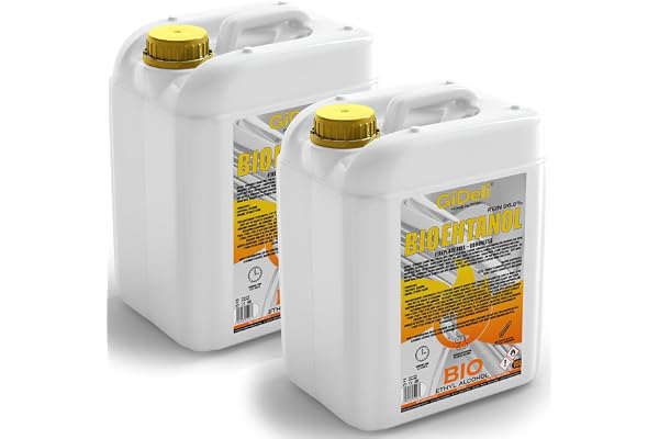 GiDeli Bioéthanol 20 l inodore 96,6 % éthanol pour cheminée intérieure et extérieure – Fabriqué à partir de maïs et de betterave sucrière