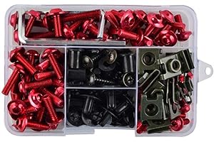 ZHUODINGSEN 195pcs Kit De Boulons De CaréNage De Moto Kit D'éCrous De Vis De Moto Kit De Vis De CaréNage Moto Universel,En Aluminium,Rouge