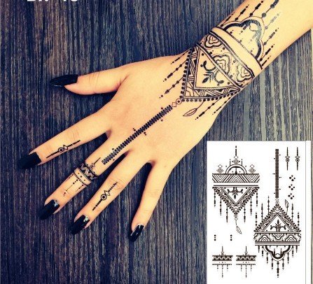 3 Bögen Henna TATTOO SCHWARZ Black Dream Fake Flash Tattoo Aufkleber - 2