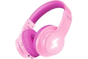 seenda Słuchawki Bluetooth dla dzieci, Bluetooth z ograniczeniem głośności 85 dB/94 dB, czas odtwarzania 45 h, 3 tryby świecenia, Bluetooth 5.3, wbudowany mikrofon do szkoły/podróży, różowe