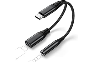 WETSKY USB C auf Klinke 3.5 Adapter und Laden, 2-in-1 USB C Kopfhörer Adapter Type C Aux Audio A-dapter with HiFi DAC Chip for iPhone 15 16 Plus Pro Max, Samsung Galaxy S25 S24 S23 S22 S21 Ultra, i-Pad Pro
