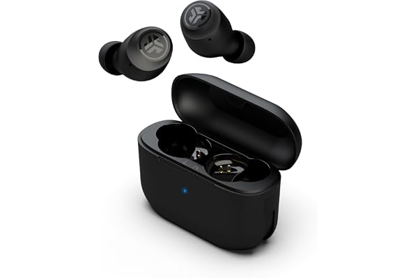 JLab Go Air Pop+ Ecouteurs Bluetooth sans Fil - Écouteurs Intra-Auriculaires avec Micro, 35+ Heures d'Autonomie, Ecouteur et Boîtier de Charge, Oreillette Son Personnalisé EQ3, App, Noir Minuit