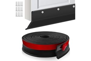 LEFUNOM Burlete para puerta de garaje Junta de goma autoadhesiva Sello inferior universal para puertas de garaje con clavos para almacenes (Gomaespuma, 3m)