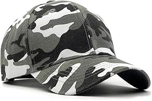 JJiaoLinin Men Women Camouflage Baseball Cap, Boys Camo Casual Cap, Army Camo Cap for Outdoor Sports, Hip Hop, Sun Protection (Grey)