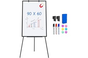 maxtek Lavagna Bianca Magnetica con Cavalletto, 90 x 60 cm Lavagna Cancellabile, Alluminio Supporto, Altezza Regolabile, per Ufficio o Insegnamento a Casa e in Aula