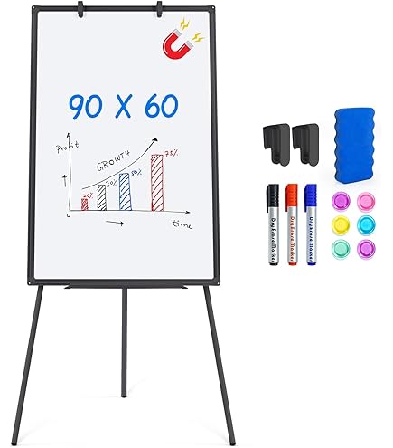 COSTWAY Dubbelzijdig mobiel whiteboard, 120 x 90 cm, droog afwisbaar, magnetisch whiteboard met rasterpatroon, wieltjes, standaard en pennenbakje, incl. accessoires voor kantoor, thuis (wit COSTWAY Dubbelzijdig mobiel whiteboard, 120 x 90 cm, droog afwisbaar, magnetisch whiteboard met rasterpatroon, wieltjes, standaard en pennenbakje, incl. accessoires voor kantoor, thuis (wit