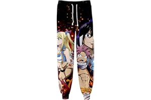XSLGOGO Unisex Anime Fairy Tail Hose Fullbuster Gray Jogginghose Dragneel Natsu Graphics Haremshose mit elastischer Taille und Kordelzug