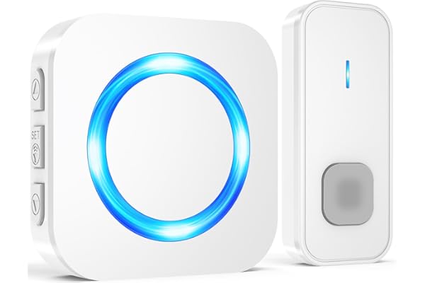 SURFOU Sonnette sans Fil Exterieur Étanche, Longue Portée 400M de Carillon Electronique Kit avec Récepteurs Enfichables, 55 Mélodies au 5 Niveaux Volumes pour Maison, Indicateur LED, Blanc