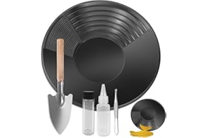 YSOOUA Gold Pan Kit Setaccio per Oro Bacino per la Ricerca dell'oro Gold Pan Kit Classificatore d'oro Ricerca Oro Pans Setaccio Accessori per sabbia oro miniere lavaggio manuale oro panning (Nero)