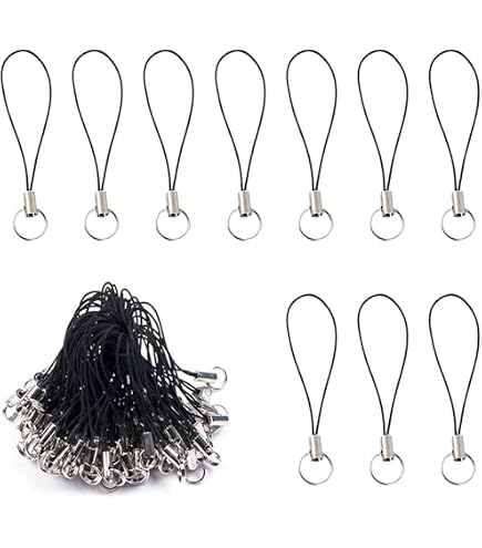 Lanières Téléphone GORGECRAFT Lot De 2 | Cuir Noir | Porte-Clés Intégré | Pour Smartphone, Clés, USB | Longueur 7.8cm