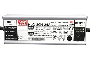 ILUMINIZE HLG-80H-24A : Bloc d'alimentation LED MEAN WELL 80 W, 24 V, IP65, tension et courant réglables (24 V 80 W)