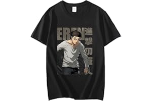 JFLY 2021 Harajuku Man Eren Attaque sur Titan T-Shirts T-Shirts Chemise Noir À Manches Courtes Esthétique Anime T-Shirt Style Japonais Japonais