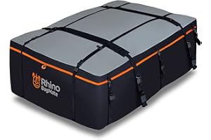 bagmate Military-Grade Waterproof Roof Bag - Rooftop Cargo Carrier – XXL 23 Cubic Feet. with 4 Door Hooks, Zipper/Buckle Closure, Extra Strap – Black Roof Bag for Cars with or Without Rack