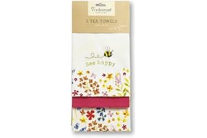 Cooksmart British Designed Pack of 3 Tea Towels | Luxury Tea Towels for Kitchen | Modern Designed Tea Towel Set