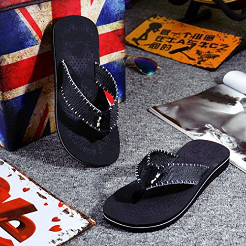 Herren Sommer Flip Flops Xinan Streifen Schuhe Sandalen Slipper (44, Schwarz) - 4