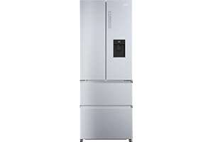 Haier French Door HFR5719EWMG Kühl-Gefrier-Kombination/Total No Frost/Easy Access Gefrierschubladen spart bis zu 30% Energie / 70 cm Breite/MyZonePlus/Wasserspender mit Tank/Edelstahllook