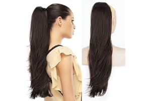 ENENBLAU Ponytail Extension Pferdeschwanz Haarteil BraunGlatt mit Kordelzug lang Haarverlängerunge Kunsthaar Haarteil Afro zopf 65cm AL062A