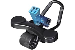 DRZHEAM Roue Abdominale à Rebond Automatique Roue d'entraînement abdominale Ab Roller Wheels avec Support De Coude Tapis de Genoux et Minuteur - stables/confort - pour entraînement abdominaux
