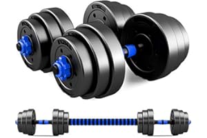 BCBIG Zestaw hantli, regulowane hantle, zestaw 2 hantli z tworzywa sztucznego, krótkie, długie hantle, regulowane hantle, zestaw hantli do aerobiku, fitnessu, siłowni, treningu