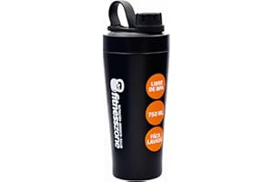 FITNESSZONE NUTRICIÓN - DEPORTE - SALUD FitnessZone Shaker Proteinas Acero Inoxidable 750ml - Botella Proteinas Mezclador, Anti-Derrames, Cierre Hermetico, Facil de Lavar, Mantiene la Temperatura, Libre de BPA, Facil Transporte