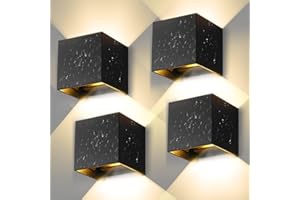 CHENBEN Aplique Pared Exterior 12W 3000K Lampara Exterior LED 4 Piezas，IP65 Para La Pared Impermeable，Aplique Pared Interior Ajustable es Adecuada Para Dormitorio, Patio,Terraza