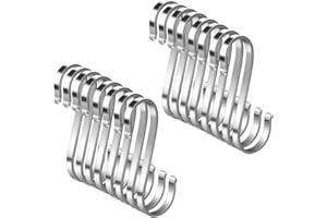 WEERSTONE 16 Pack S Shaped Hooks - Stainless Steel Heavy Duty Metal Hooks for Kitchen Utensils, Office, Bathroom, Closet, Workshop, Garage, Household