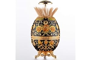 TAMUME Retro Decorative Metal Pop-Up Toothpick Dispenser Faberge Egg Style Footed Toothpick Holder with Bottle Opener on Bottom (Black)