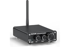 Fosi Audio BT10A Amplificateur Audio Bluetooth 5.0, Ampli Stéréo HiFi 2 Canaux avec Puce TPA3116, 50W x2 Amplificateur de Puissance HiFi Classe D avec Contrôle des Basses et des Aigus pour Home Cinema