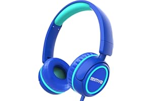 IMYB Kinder kopfhörer, Kopfhörer für Kinder mit Kabel, faltbar, Stereo Sound, Sichere Lautstärkebegrenzung, 3,5 mm Jack, Over Ear Kinderkopfhörer für Schule, Junge, Mädchen, Tablet, PC, Blau
