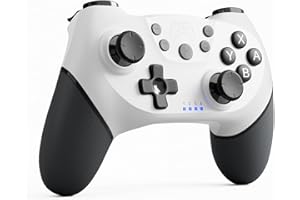 RivalPlay Controller per Switch, Gamepad Remoto Wireless Bluetooth Wake-On-Wake con Asse Giroscopico a Doppia Vibrazione Turbo, Bianco