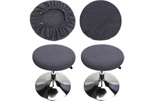 HuaLiSiJi Copri Sgabelli Rotondi Grigio, 2 Pezzi Fodera Sgabello, Lavabile Facile da Pulire Morbido e Resistente, per Sgabello da Bar Sedia da 30-40 cm (Grigio)
