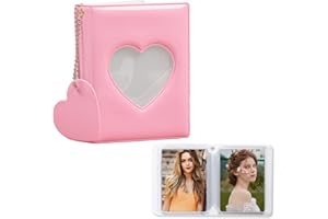 YEJAHY Mini Photocard Binder, Cute Mini album na zdjęcia, album fotograficzny, uchwyt na karty fotograficzne, na papier fotograficzny o przekątnej 7,8 cm (różowy)