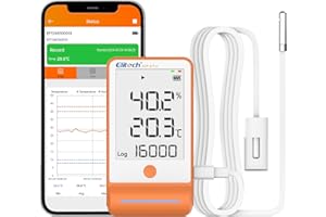 Elitech Registratore di Temperatura Bluetooth 1 Sensore di Gel e 1 Sonda TH con Shadow Data, Rapporto PDF CSV 100.000 Punti, Certificato di Calibrazione per Frigo Farmacia, GSP-6Pro GLE+THE