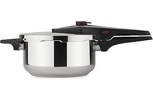 BOJ 4010504 Olla rápida 4 litros en Acero inoxidable 18/10. 22 cm diam. 2 niveles presión. Incluye cestillo Inox cocinar al Vapor. Apta para Todo Tipo de fuegos incluido inducción, Plastic