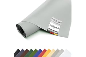 ANKO PLANEN (3 m wide) Tarpaulin Made of Truck Tarpaulin Fabric 600 g/m² - Sold by the Metre without Eyelets, Fabric Tarpaulin PVC Tarpaulin Protective Tarpaulin Industrial (Grey RAL7042)