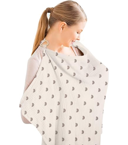 Tablier D'Allaitement Mousseline 75x95 Cm - Cache Allaitement Respirant & Doux - Anneau Réglable - Bleu Multi Usages