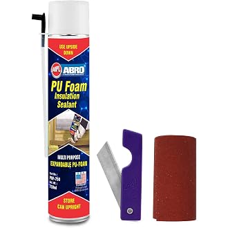 ABRO DIY PU Foam Sealant Spray White for Repair Bigger Large Holes Gap Crack Wall Filing with Mini Cutter & Sand Paper Multipurpose Expandable Waterpr
