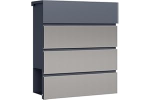 Toboli Cassetta postale con porta giornale, antracite e acciaio inox V64 montaggio a parete