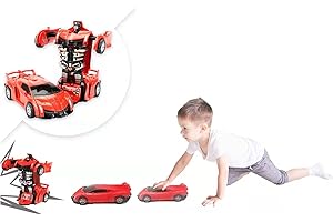 ZIYOUA Transformers auto robotica 2 in 1 miglior giocattolo per bambini 3 4 5 6 7 8 anni, regalo di compleanno di Natale per bambini di 3 – 12 anni (rosso)