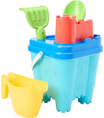 Ecoiffier – Seau Garni 21 Cm Dauphin – 12 Pièces – Pelle, Râteau, Tamis, Arrosoir, Moulin, 8 Moules – Dès 18 Mois – Fabriqué France