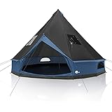 yourGEAR Tält Ravello 400 Tipi för 4–6 personer, familjetält, huvudrum, insytt tältunderlag, vattentät 5 000 mm, blå-grå