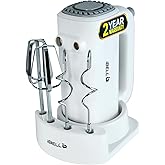 iBELL WHISK350 Electric Hand Mixer - 350W with 5 Speed Control, Stainless Steel Beaters & Dough Hooks for Baking, Whipping & Mixing (White)