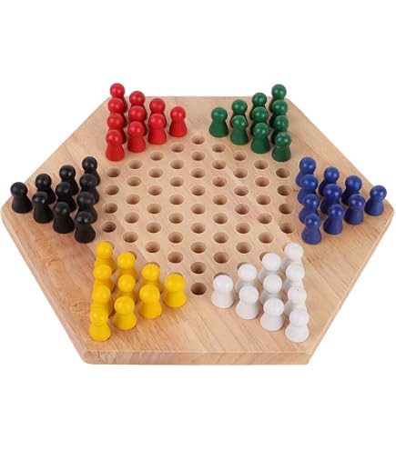 Jeu De Dames Chinoises Halma En Bois | 30,5cm | Billes Verre Colorées | Yellow Mountain Imports