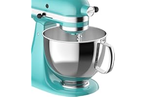 Coolcook Bol en acier inoxydable pour KitchenAid Robots culinaires 4,5-5 pintes 304 pour KitchenAid accessoires en acier inoxydable bol en métal multifonctionnel, va au lave-vaisselle