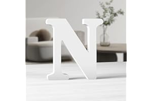MeteoraPrime Lettres en Bois Blanc de 6 Pouces Lettres en Bois Non Finies pour Décor Murale Lettres Debout Décoratives Grandes Lettres pour Décor Murale pour Projets de FêTe à La Maison (N)